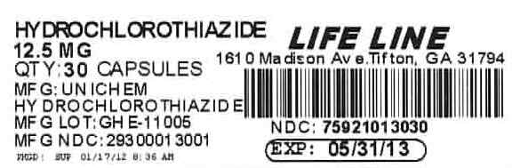 Hydrochlorothiazide 12.5mg #30 Label