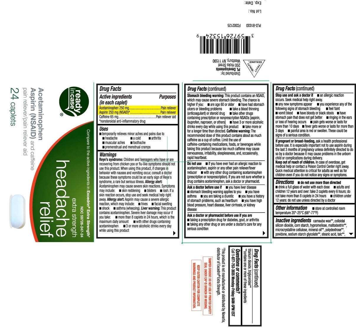 Acetaminophen 250 mg, Aspirin 250 mg, Caffeine 65 mg