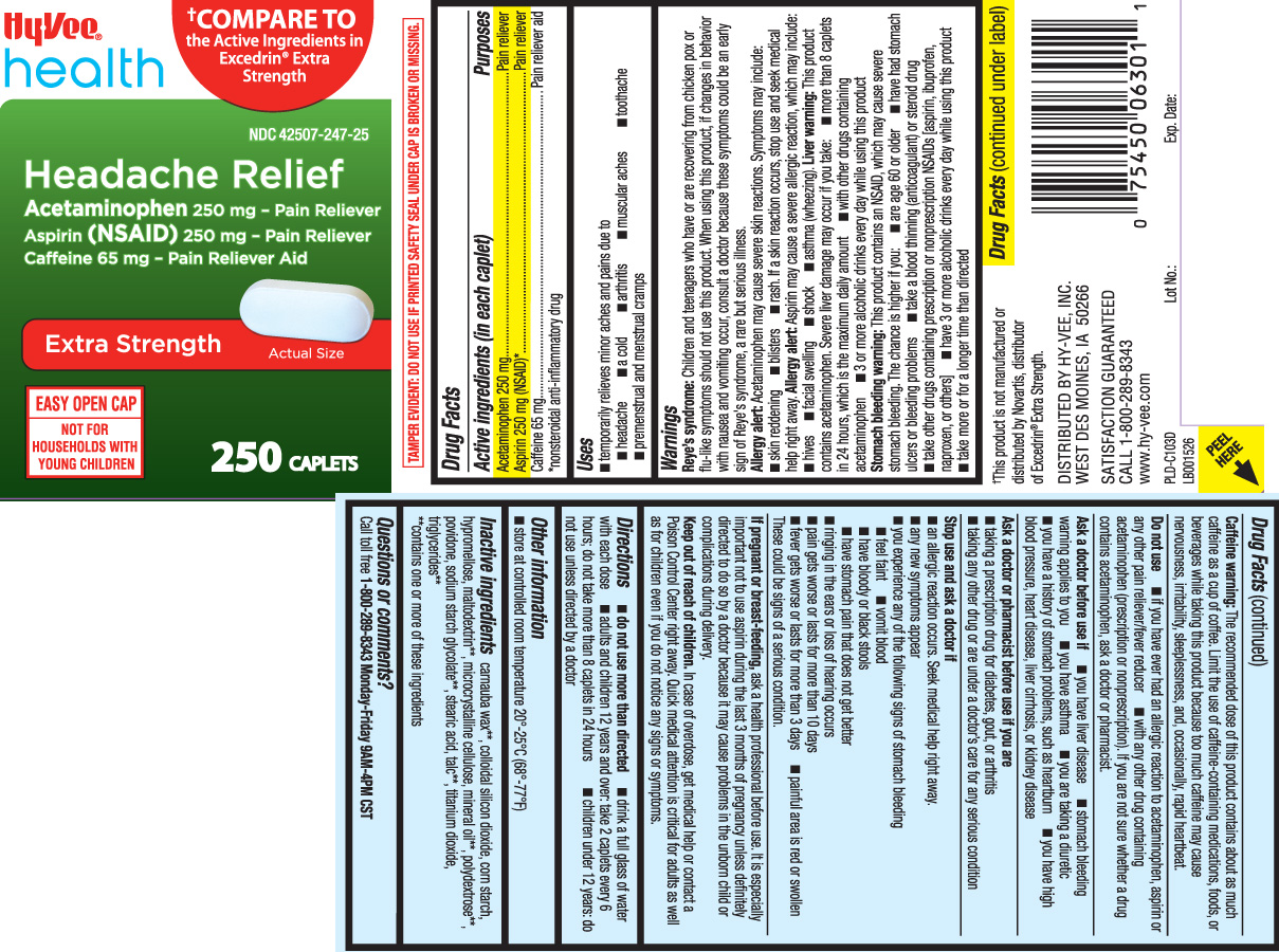 Acetaminophen 250 mg, Aspirin 250 mg (NSAID)*, Caffeine 65 mg *nonsteroidal anti-inflammatory drug