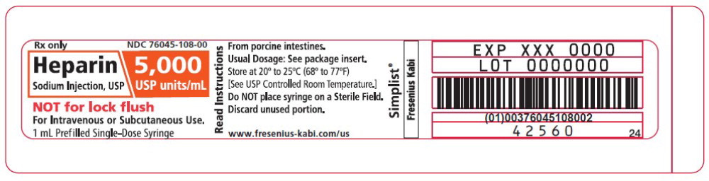 PACKAGE LABEL - PRINCIPAL DISPLAY - Heparin 1 mL Single-Dose Blister Pack Label
