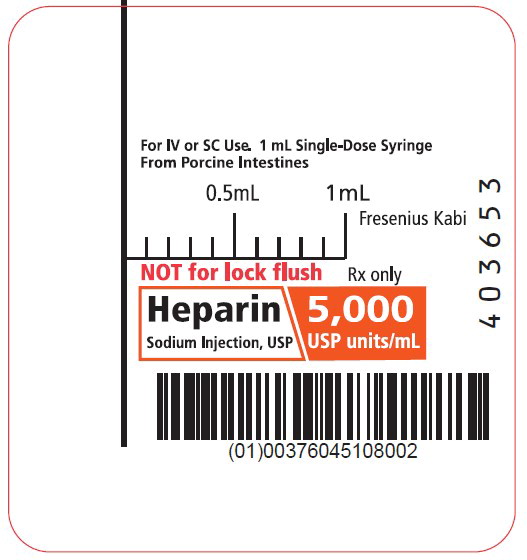 PACKAGE LABEL - PRINCIPAL DISPLAY - Heparin 1 mL Single Use Syringe Label
