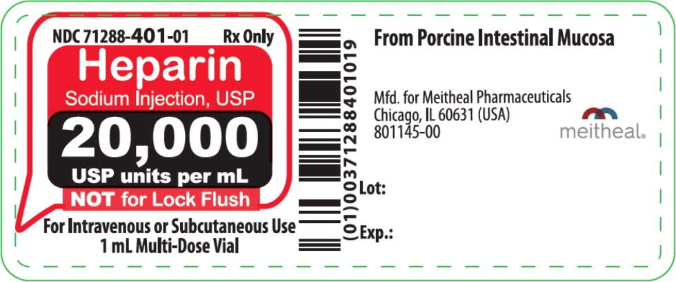 Principal Display Panel – Heparin Sodium Injection, USP 20,000 USP Units Vial Label
