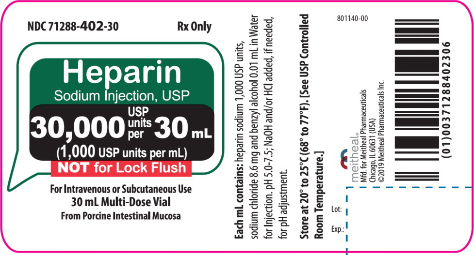 Principal Display Panel – Heparin Sodium Injection, USP 30,000 USP units per 30 mL Vial Label
