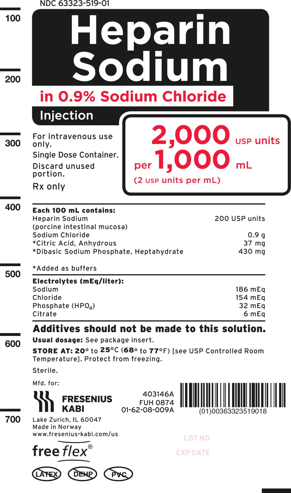 PACKAGE LABEL- PRINCIPAL DISPLAY PANEL – Heparin Sodium 1000 mL Bag Label
