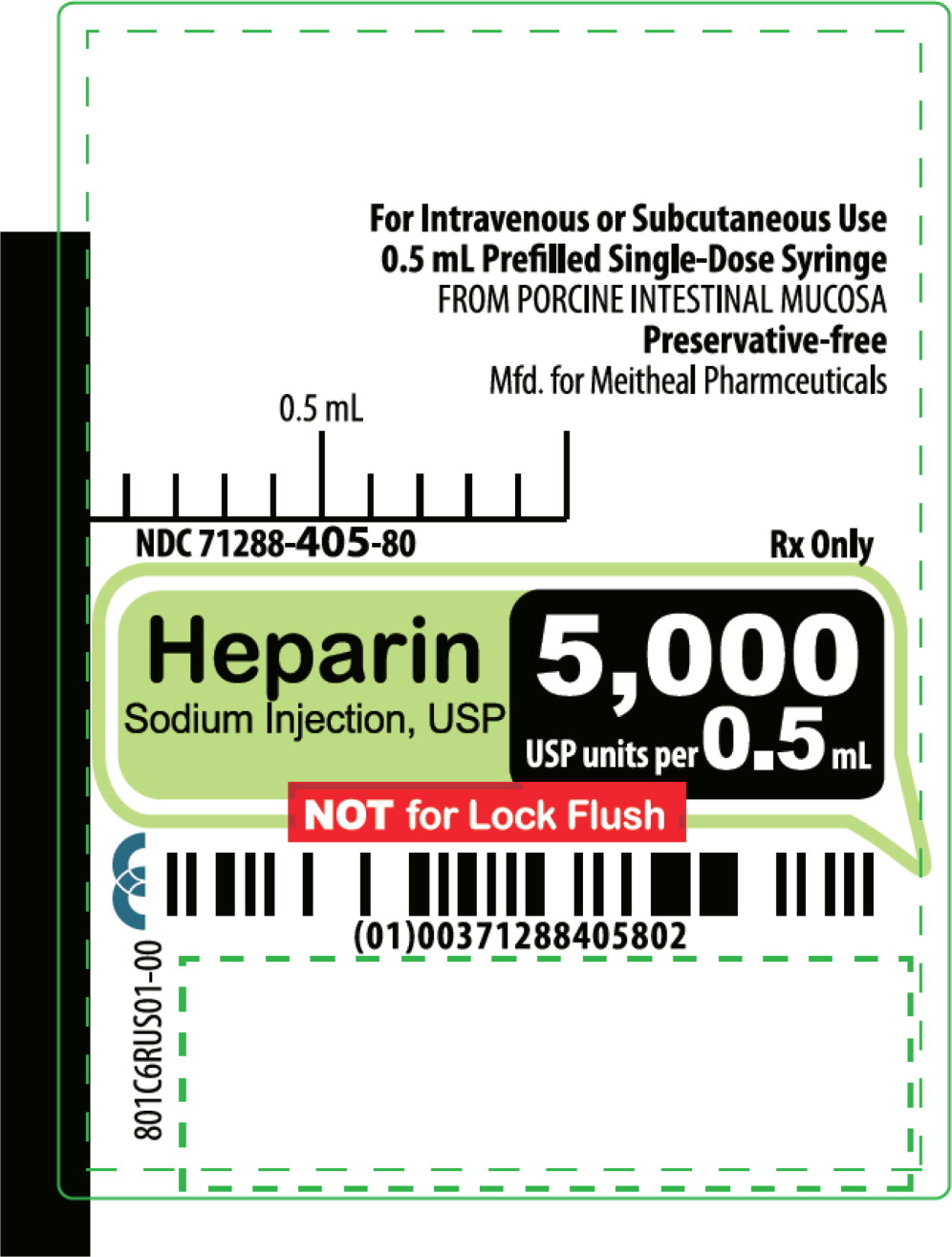 Principal Display Panel – Heparin Sodium Injection, USP 5,000 USP units per 0.5 mL Syringe Label
