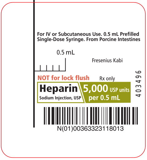Principal Display Panel – Heparin 0.5 mL Single-Dose Syringe Label
