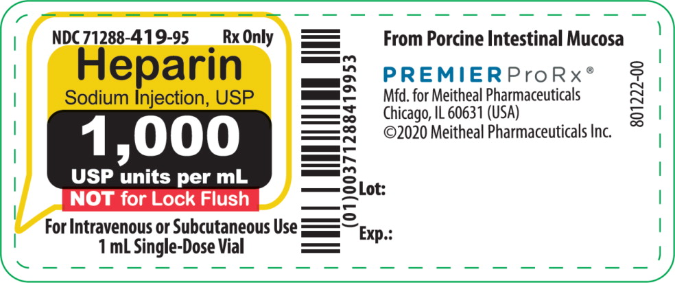 PRINCIPAL DISPLAY PANEL – Heparin Sodium Injection, USP 1,000 USP Vial Label
