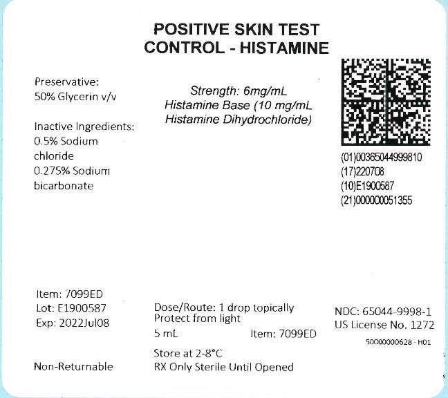 Positive Skin Test Control - Histamine 5 mL Carton Label