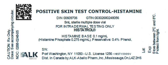 PRINCIPAL DISPLAY PANEL
POSITIVE SKIN TEST CONTROL-HISTAMINE
5mL sterile multiple dose vial
FOR INTRADERMAL TESTING ONLY
HISTATROL®
HISTAMINE BASE 0.1 mg/mL
