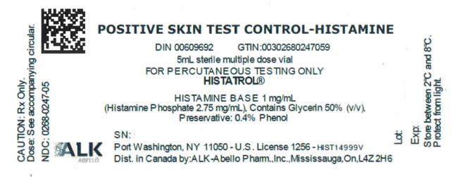 PRINCIPAL DISPLAY PANEL
POSITIVE SKIN TEST CONTROL-HISTAMINE
5mL sterile multiple dose vial
FOR PERCUTANEOUS TESTING ONLY
HISTATROL®
HISTAMINE BASE 1 mg/mL
