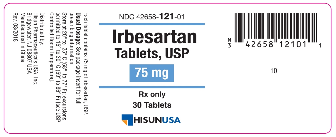Irbesartan tablets 75 mg Bottle Label