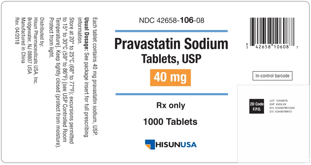  Pravastatin Sodium Tablets USP 40 mg 1000s Label