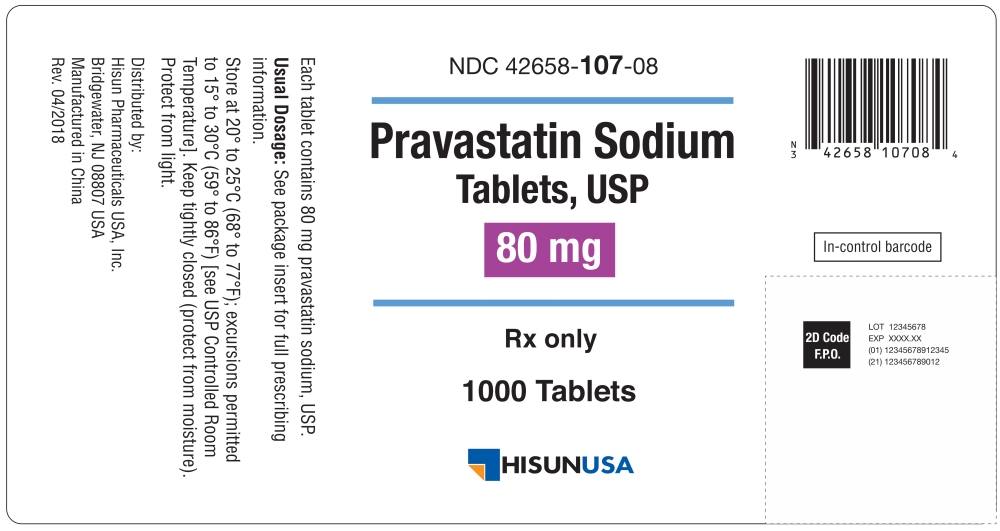  Pravastatin Sodium Tablets USP 80 mg 1000s Label