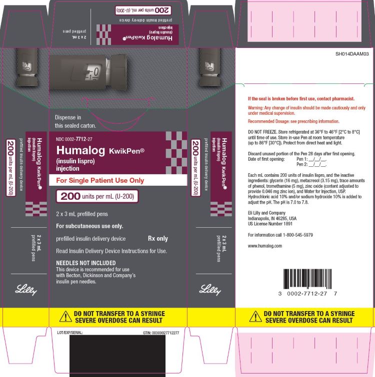 PACKAGE CARTON - HUMALOG U200 KwikPen 2ct
