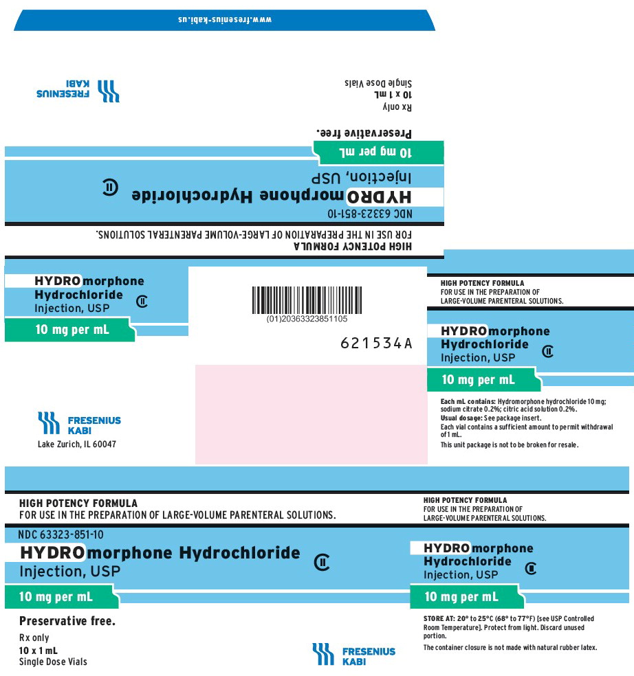 PACKAGE LABEL - PRINCIPAL DISPLAY - Hydromorphone Hydrochloride 10 mg Vial Carton Panel
