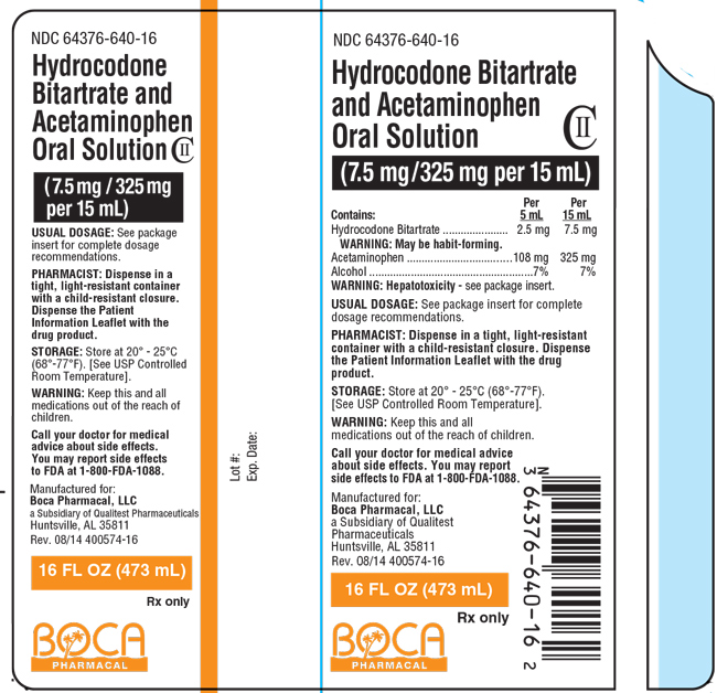 This is an image of Hydrocodone Bitartrate and Acetominophen Oral Solution 16 oz label.