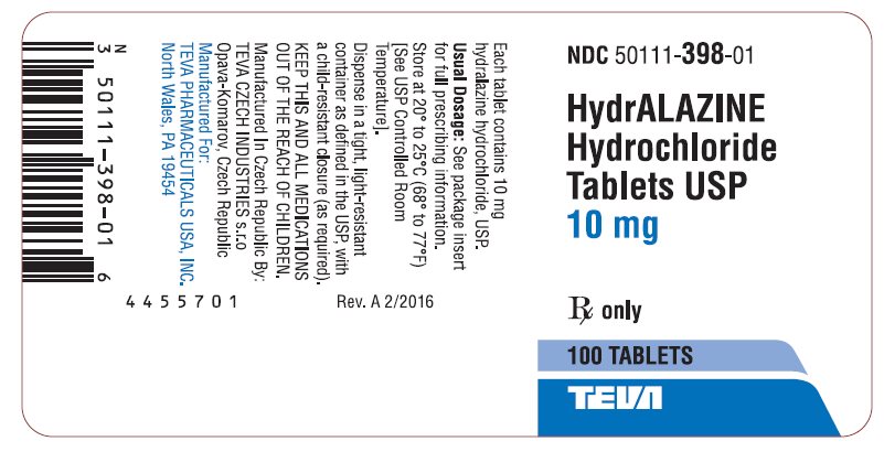 Hydralazine Hydrochloride Tablets USP 10 mg 100s Label