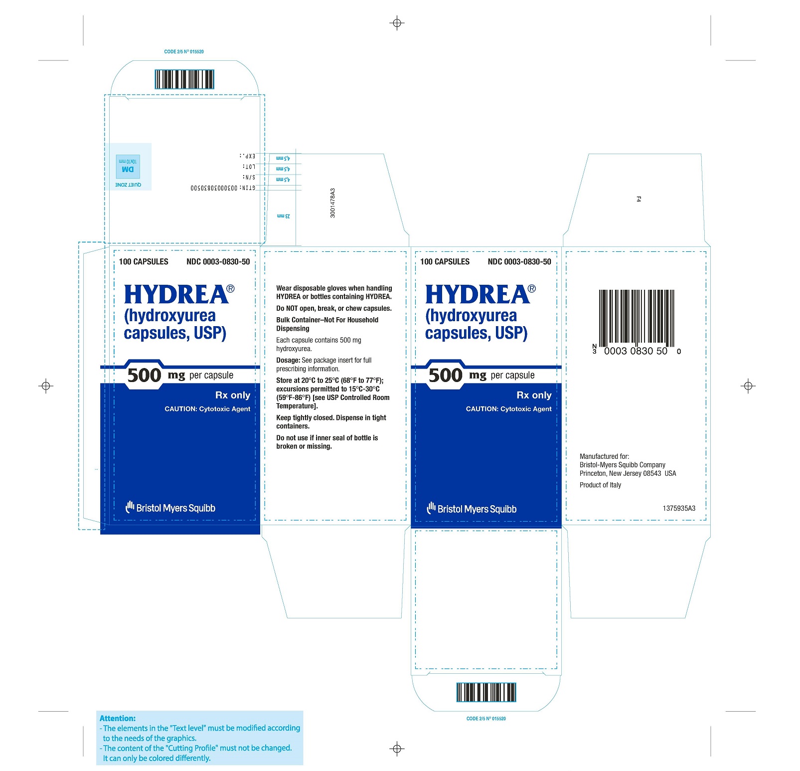 Hydrea 500 mg per capsule-carton