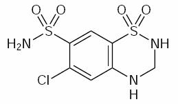 This is an image of the structural formula for Hydrochlorothiazide.