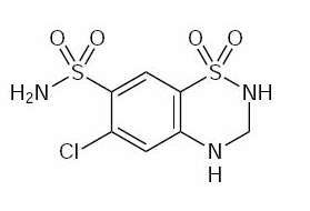 This is an image of the structural formula for Hydrochlorothiazide.
