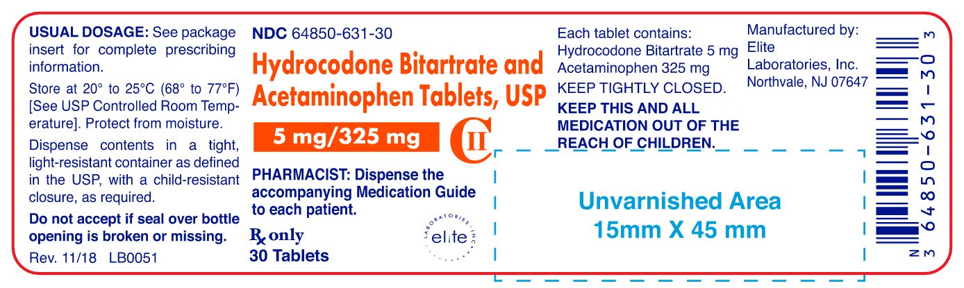 Hydrocodone Bitartrate and Acetaminophen Tablets Container Label 30 ct.- 5mg/325mg
