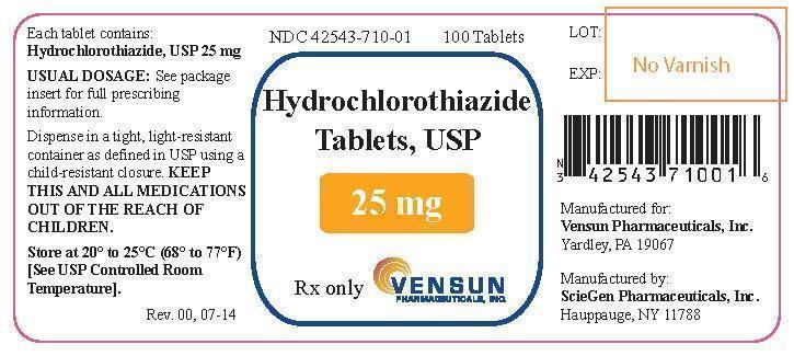 This is a picture of the label Hydrochlorothiazide tablets, USP, 25 mg, 100 count.