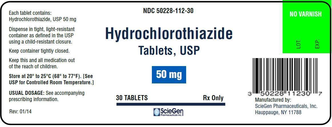 This is a picture of the label Hydrochlorothiazide tablets, USP, 50 mg, 30 count.