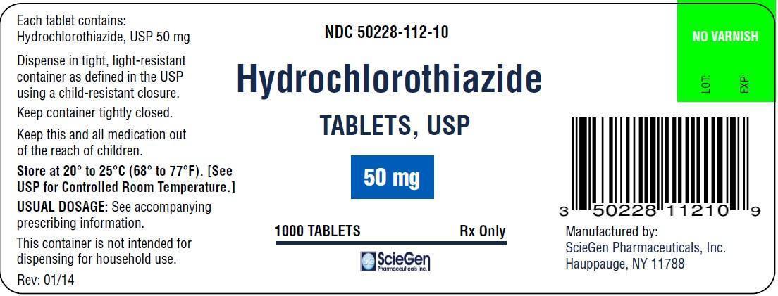 This is a picture of the label Hydrochlorothiazide tablets, USP, 50 mg, 1000 count.