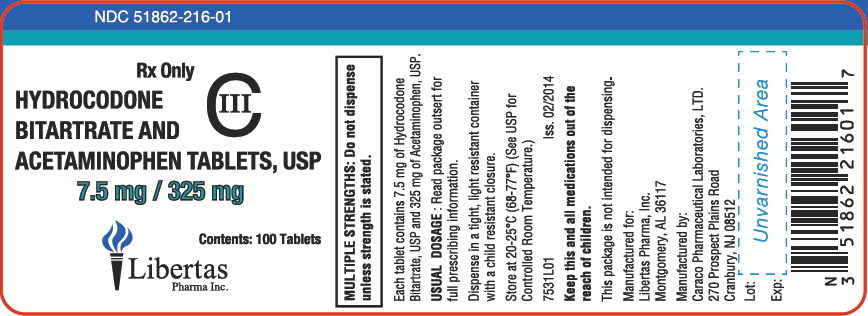 PRINCIPAL DISPLAY PANEL - 7.5 mg / 325 mg Tablet Bottle Label