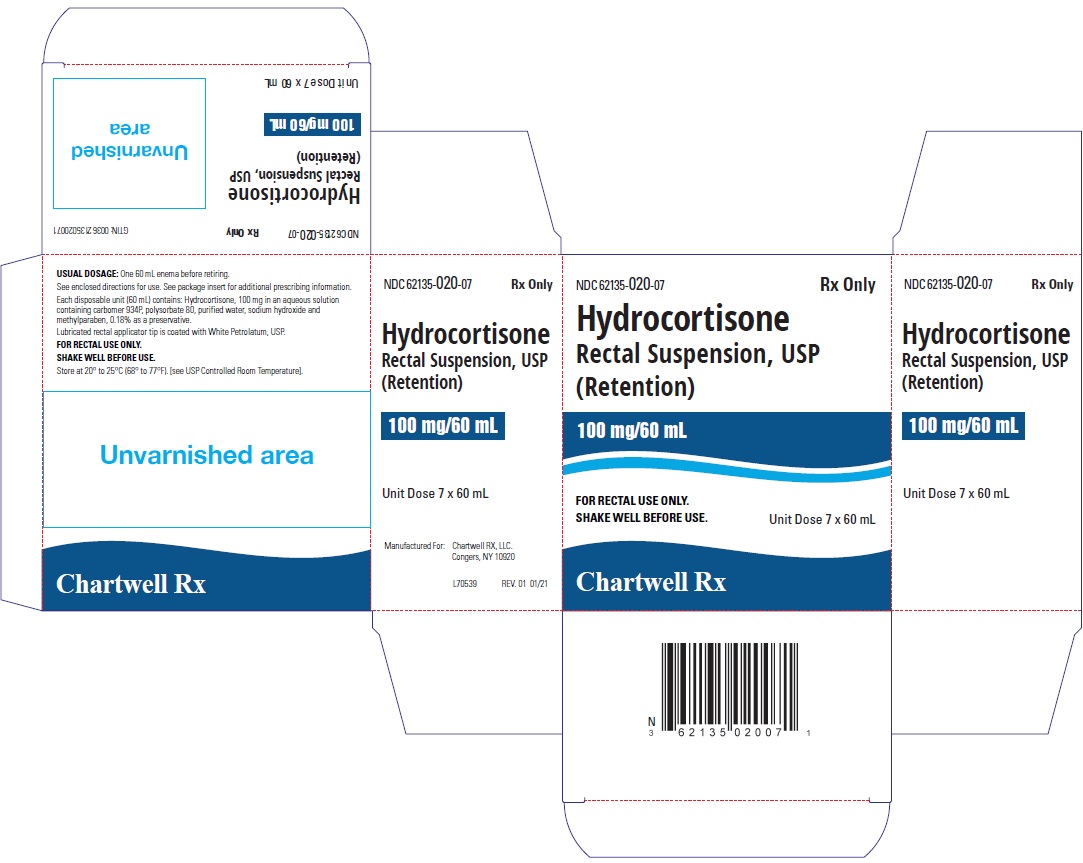 Hydrocortisone Rectal Suspension, USP 100 mg/60 ml - NDC 62135-020-07 - Carton