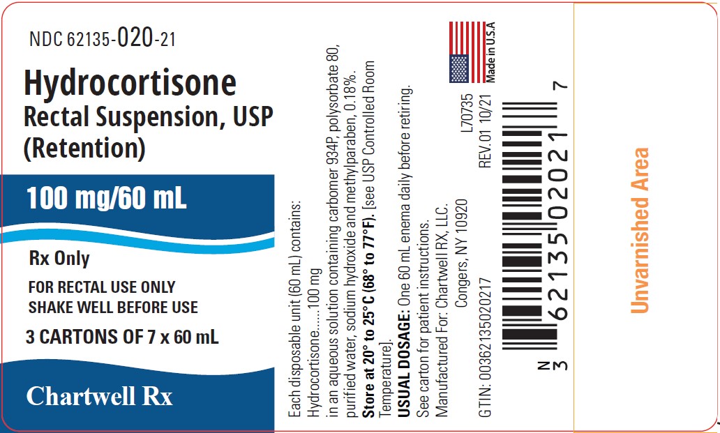 Hydrocortisone Rectal Suspension, USP 100 mg/60 ml - NDC 62135-020-21- Container