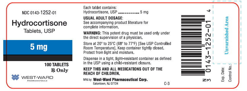 NDC:0143-1252-01 Hydrocortisone Tablets, USP 5 mg 100 TABLETS Rx Only
