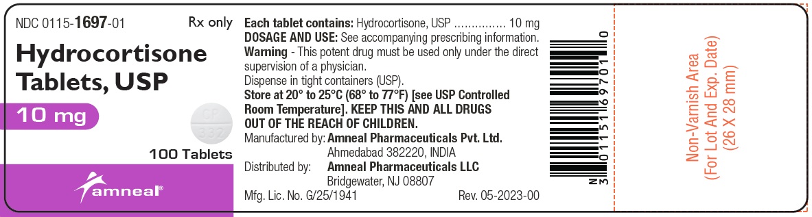 Hydrocortisone Tablets, USP - 10 mg, 100 Tablets - NDC 0115-1697-01