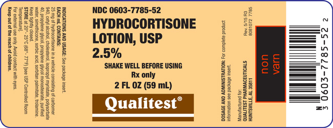 This is an image of the label for Hydrocortisone Lotion, USP 2.5 percent.