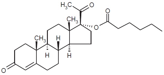 Chemical Structure for Hydroxyprogesterone Caproate