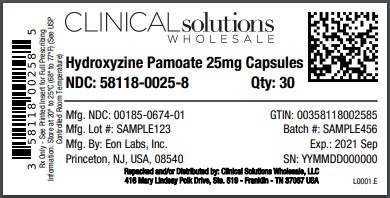 Hydroxyzine Pamoate 25mg Capsule 30 count blister card