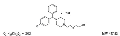 This is an image of the structural formula for hydroxyzine hydrochloride.