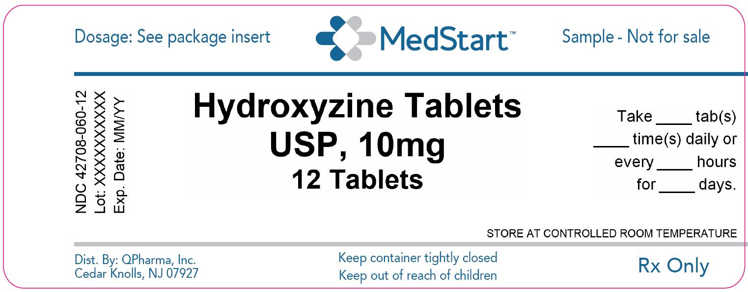 42708-060-12 Hydroxyzine Tablets USP 10mg x 12