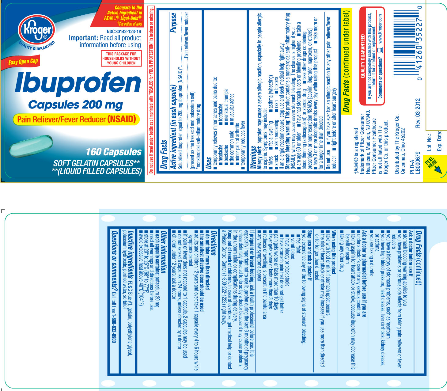 kroger Ibuprofen softgels 160 count