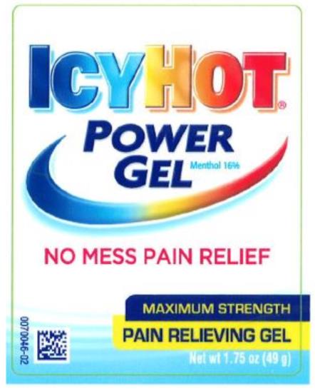 Principal Display Panel
ICY HOT®  
Power
Gel 
Menthol 16%
NO MESS PAIN RELIEF
MAXIMUM STRENGTH
PAIN RELIEVING GEL
1.75 oz (49 g)

