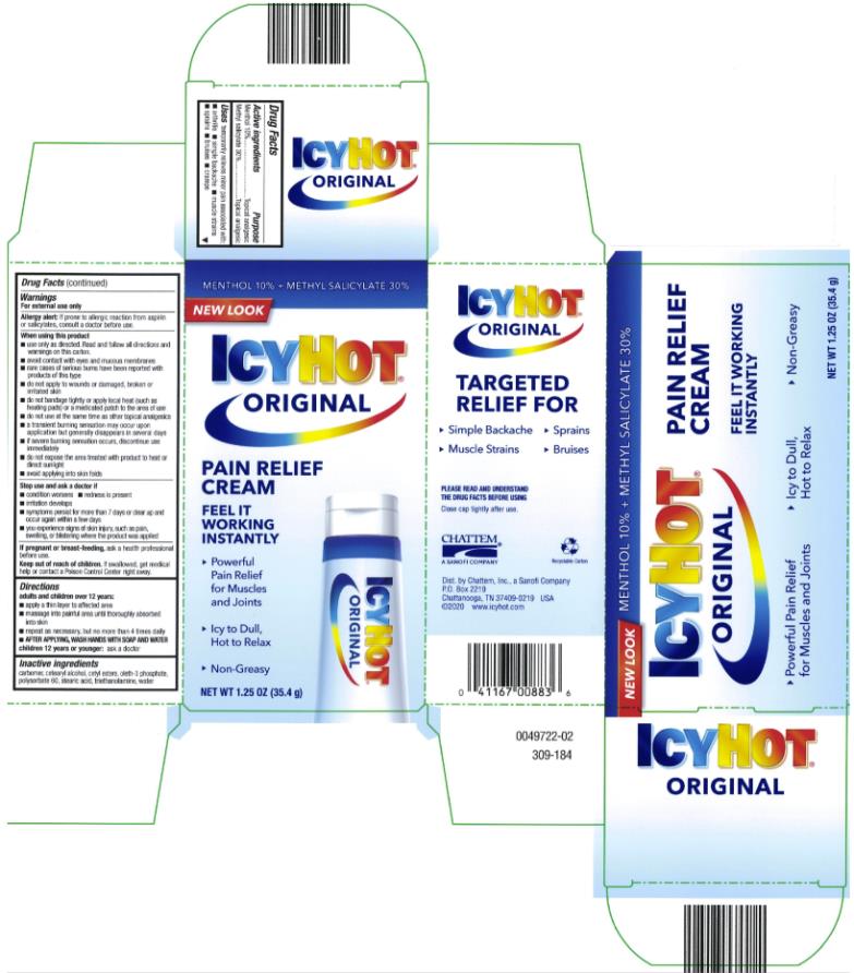 Icy Hot ORIGINAL PAIN RELIEF Cream 1.25OZ By Chattem Drug & Chem Co USA  