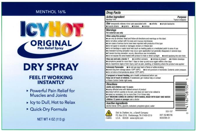 PRINCIPAL DISPLAY PANEL
ICYHOT
ORIGINAL
Pain Relief Spray
DRY SPRAY
FEEL IT WORKING 
INSTANTLY
NET WT 4 OZ (113g)
