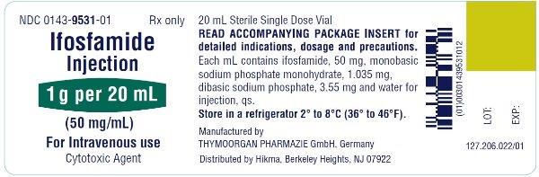 Vial label for Ifosfamide Injection 1 g/20 mL