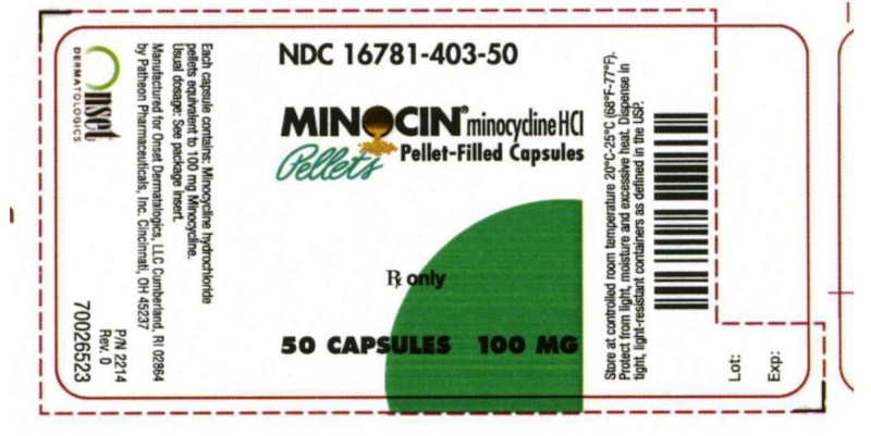 Minocin 100mg Capsules NDC 16781-403-50 (Bottle of 50)