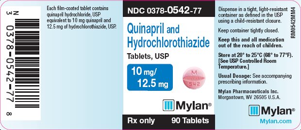 Quinapril and Hydrochlorothiazide Tablets USP, 10 mg/12.5 mg Bottle Label