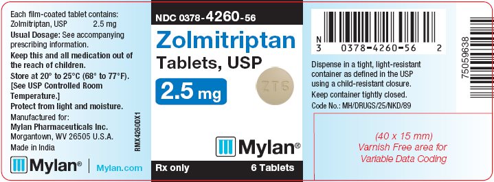 Zolmitriptan Tablets, USP 2.5 mg Bottle Label