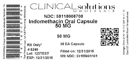 Indomethacin 50mg capsule 30 count blister card label
