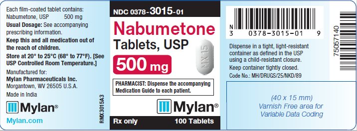 Nabumetone Tablets, USP 500 mg Bottle Label