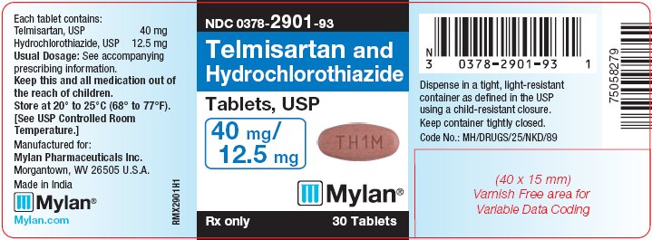 Telmisartan and Hydrochlorothiazide Tablets, USP 40 mg/12.5 mg Bottle Label
