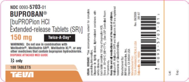 Buproban® (bupropion HCl Extended-Release Tablets [SR]) 150 mg, 100s Label